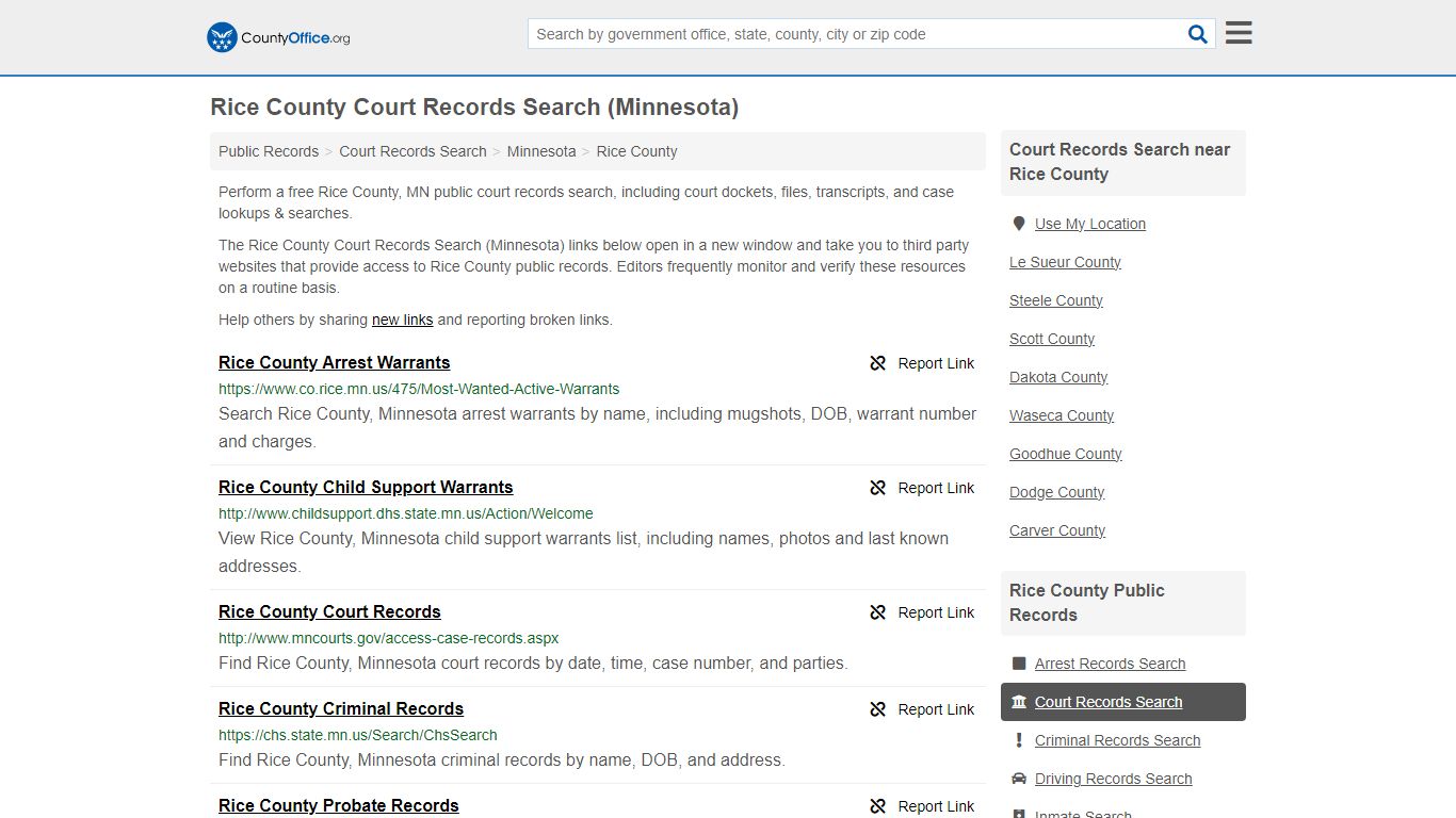 Rice County Court Records Search (Minnesota) - County Office