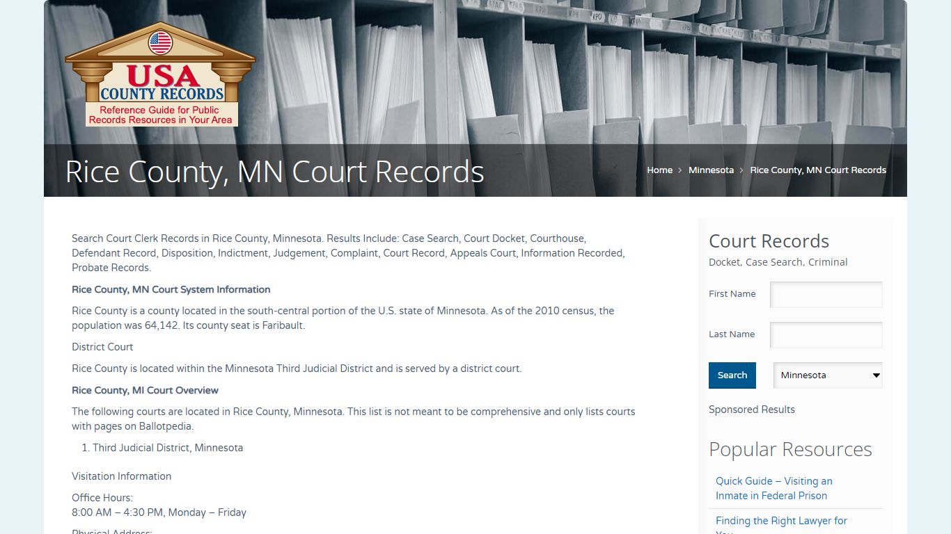 Rice County, MN Court Records | Name Search