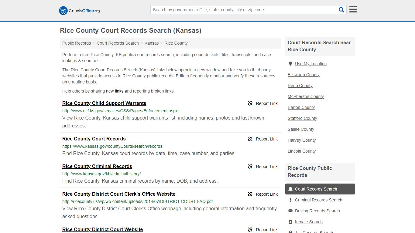 Rice County Court Records Search (Kansas) - County Office